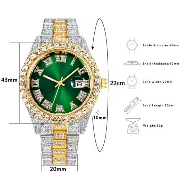 Hip Hop alloy and rhinestones ice out wrist quartz watch ⌚️😍 - Picture 2 of 4